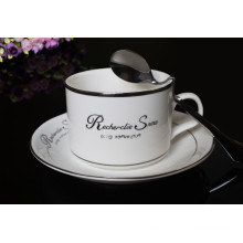 KC-00564 Haonai Elegante conjunto de café de hueso de China, conjunto de café de borde de oro